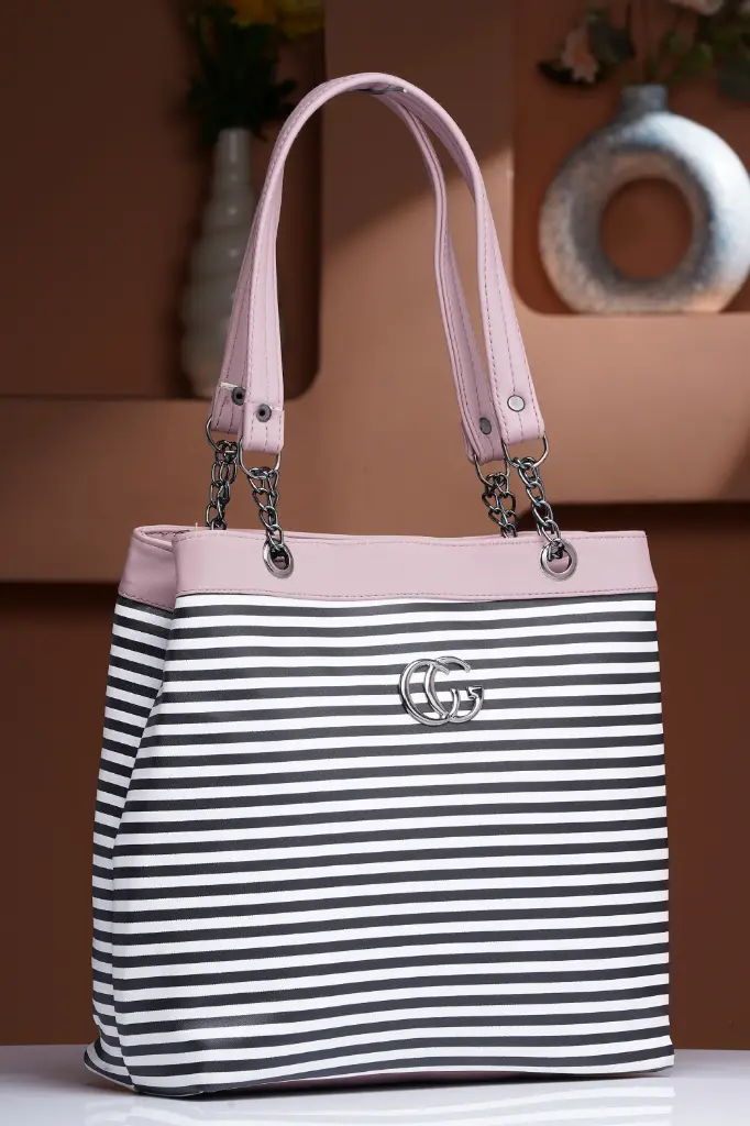 ClassicCharm Striped Shoulder Tote